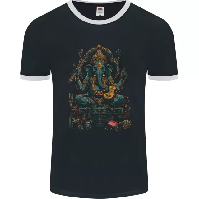 Ganesha Hindu God Ganapati Elephant Mens Ringer T-Shirt FotL