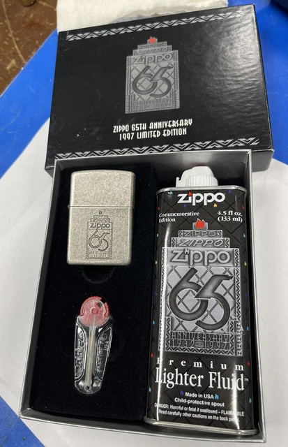 Zippo 1995 65Th Anniversary Antique Silver Plate Lighter Set Sealed In Box C669