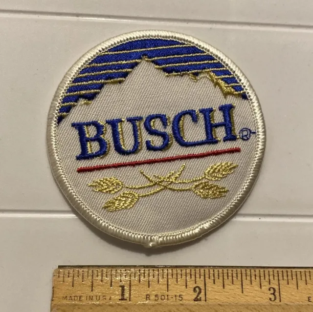 Busch Beer Round Blue White Embroidered Souvenir Patch Badge