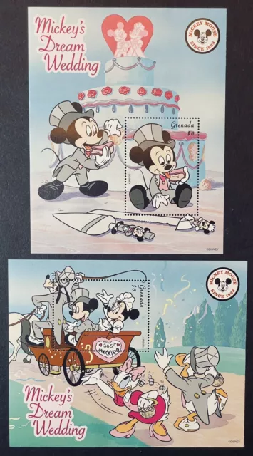 Grenada Mickey's Dream Wedding Disney Stamps Set 2 Ss Mnh 1999 Minnie Goofy