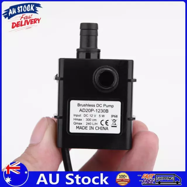 AU DC12V 5W Micro Pump Brushless Waterproof Multipurpose Mini for Aquatic Equipm