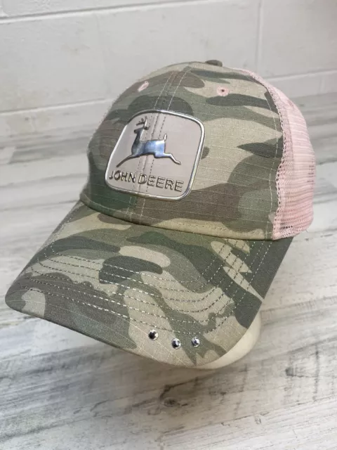 Women’s John Deere Hat Camo Hat Pink Mesh Trucker Cap Snap Back Tractor Girl