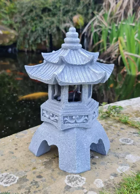 Garden Solar Ornament Chinese Pagoda, Japanese Lantern decor Ceramic