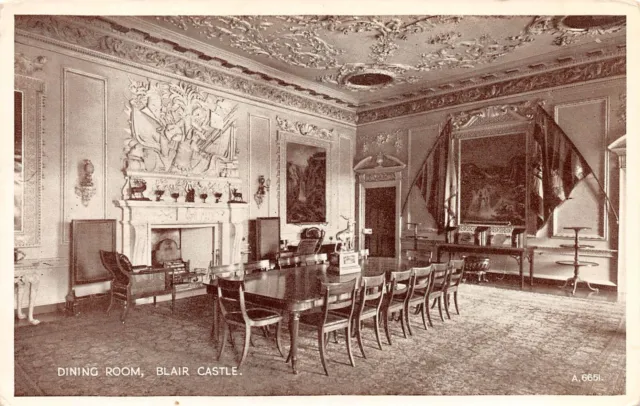 Blair Castle - Dining Room ~ An Old Real Photo Postcard #231370