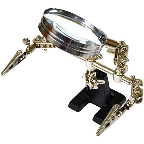Helping Hands with 2 .5" Magnifying Glass | Work Bench Must Have | Case-Iron