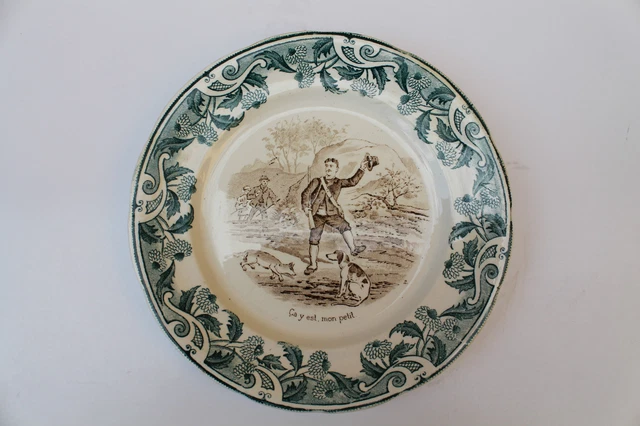 Assiette Ancienne Signée Georges Dreyfus "Gédé" Décor Laboureur - Faïence Française