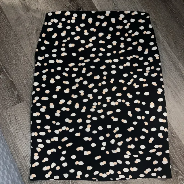 Philosophy Size 14 Pencil Skirt Black With Peach and White Dots