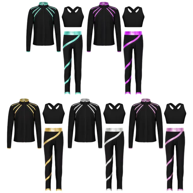 Kids Girls Tracksuit And Active Sweatpants Set Casual Outfits Crop Tops Outfit
