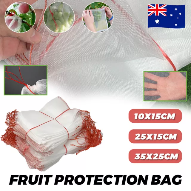 50~100 Reusable Drawstring Net Bag Mesh Plant Fruit Protect Against Insect Pest