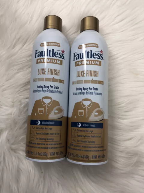 2 Faultless Premium Starch Luxe Finish Ironing Spray Pro Grade All Colors  20oz