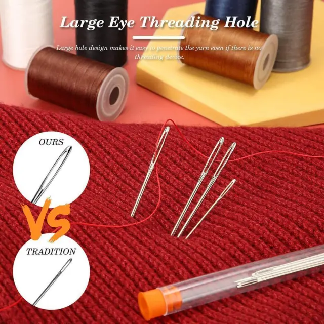9 un. agujas para ojos grandes de costura manual para hilo grueso de lana o tejer A8Y9