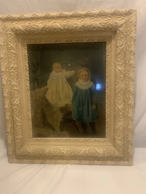 LARGE VICTORIAN  Antique Ornate Carved Wood Picture Frame.Early1900s