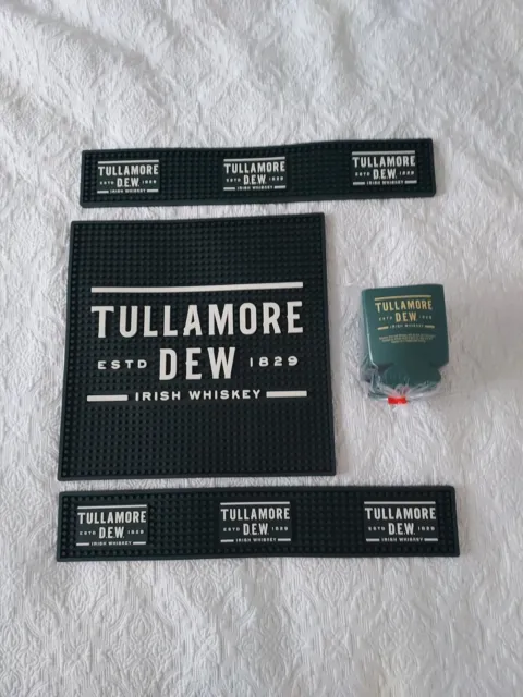 Tullamore Dew Irish Whiskey Three (3) Rubber Bar Mats and Twelve (12) Koozies