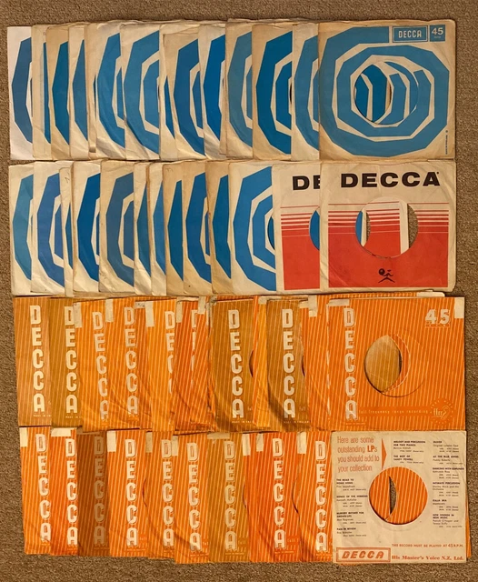 Jot Lot x 69 - 7" Decca Records Original Company Sleeves - 4 Variants G to NM
