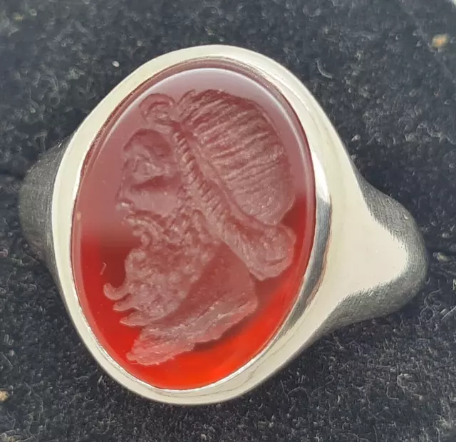 Seus  Seal Intaglio  Ring hand engraved Ancient Vintage ROMAN RARE