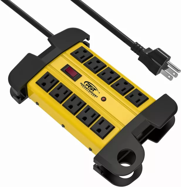 Heavy Duty Surge Protector Power Strip 10-Outlet Metal Industrial 6ft cord