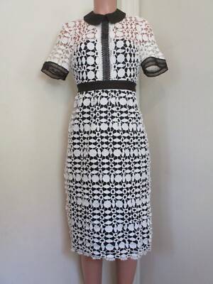 Liza Luxe Modcloth White & Black Overlay Crochet Midi Dress, Size S (4)