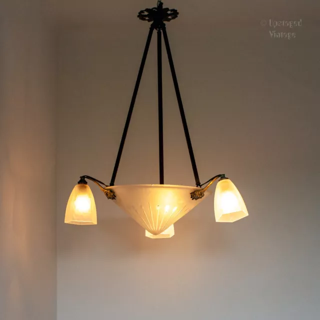 Magnificent Original FRENCH Art Nouveau Vintage Antique Chandelier Light