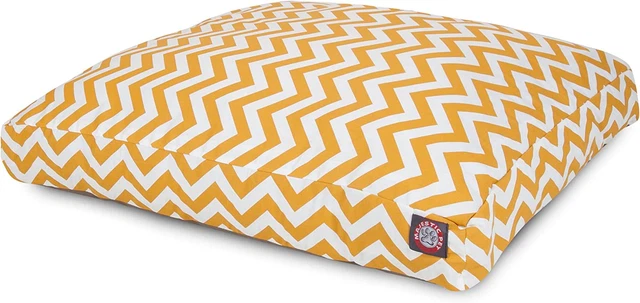 Yellow Chevron Large Rectangle Indoor Outdoor Pet Dog Bed with Removable Washabl