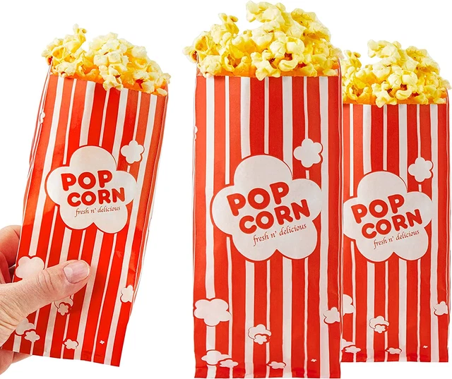1 oz Paper Popcorn Bags Bulk (500 Pack) Small Red & White Pop-corn Bag Disposabl