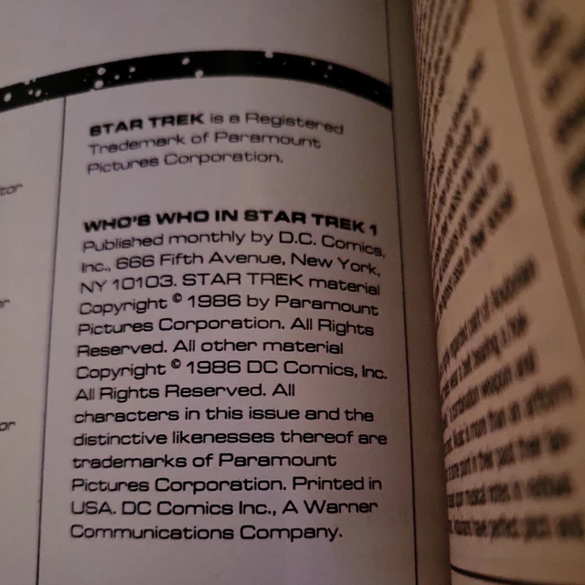 Who's Who In Star Trek Vol 1 & 2 DC Comics 1987 Excellent Condition 7