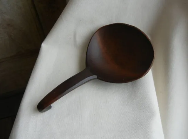 ANTIQUE MAINE Primitive HAND CARVED WOODEN SPOON Fabulous Chocolate Color