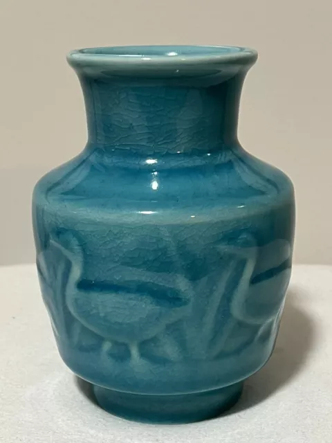 Rookwood 1941 Pottery Vase Geese Landscape Glazed Blue # 6547