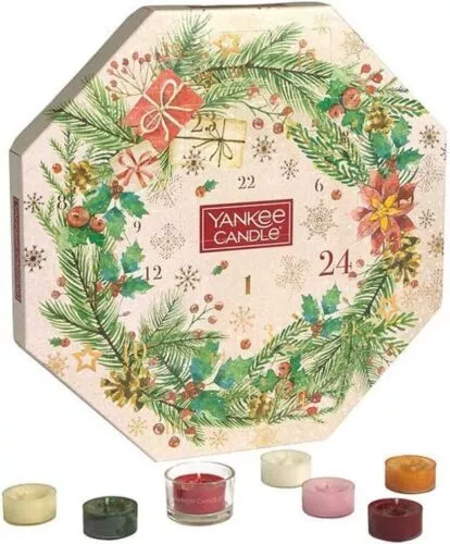 Yankee Candle Wreath Advent Calendar 2020 24 Scented Tea Lights & Holder