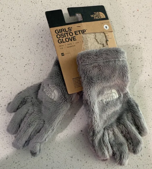 The North Face Kids Grey Girl's Osito fleece Etip Glove Sz Medium M