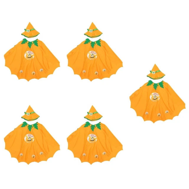 5 Set Costume Cosplay Zucca Vestito Mantello Halloween Capo Bambino
