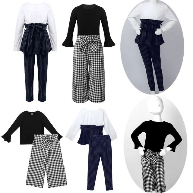 Girls Kids Outfits Clothes Tops Shirt Pants Leggings Casual Long Sleeve Pantsuit