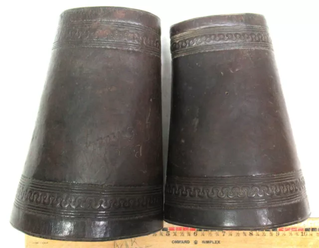 Antique Pair Western H H Heiser Cowboy Leather Cuffs