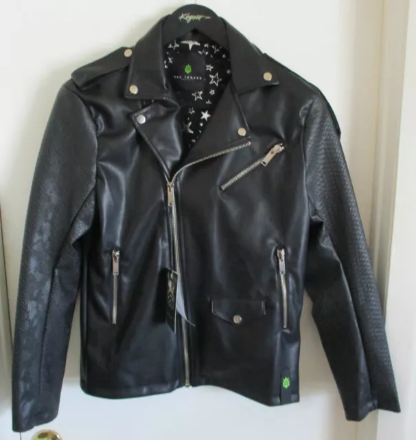 NEW Ron Tomson LA Capsule Faux Leather Moto Jacket Black ART-71046 Size Large