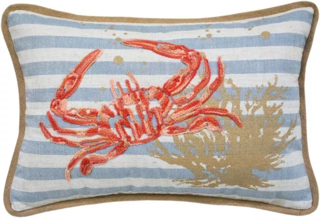 Comfy Hour Under The Sea Collection Ocean Crab Coral Coastal Accent Throw Pillow