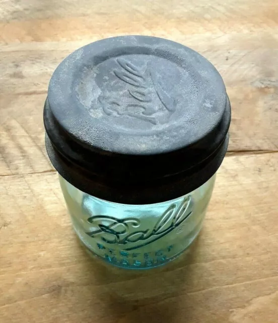 BALL HALF 1/2 PINT BLUE MASON Jar "Collector's Edition" Antique BALL ZINC Lid