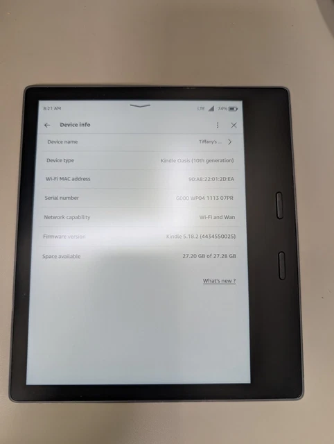 AMAZON KINDLE OASIS 10th Generation 32GB, Wi-Fi, 7in