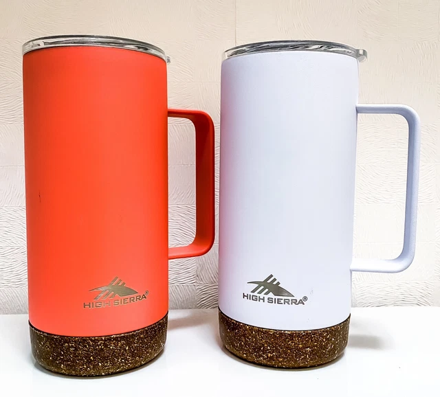 NEW High Sierra 16oz Stainless Steel Vacuum Insulated Tumblers White & Orange X2