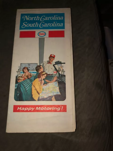 Vintage Esso road map North Carolina South Carolina Gasoline Gas and Oil