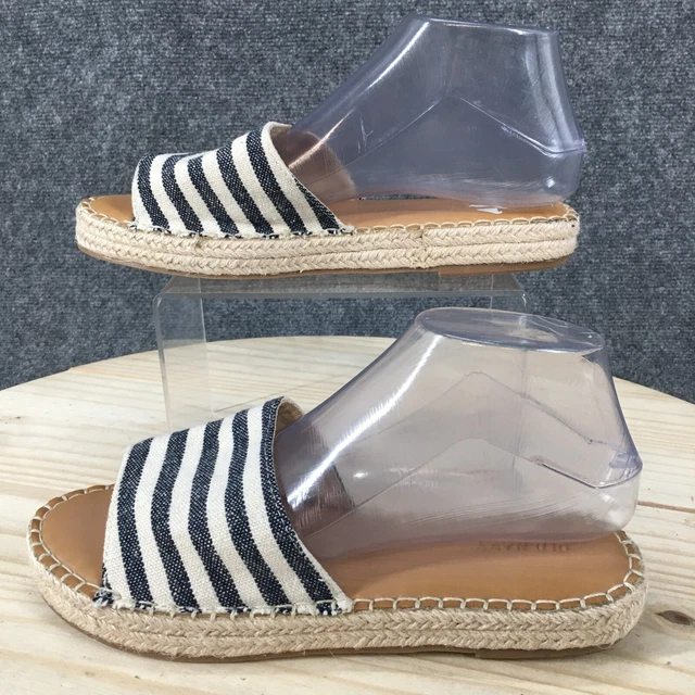Old Navy Sandals Womens 9.5 Striped Comfort Slip On Espadrille Slide Blue Fabric