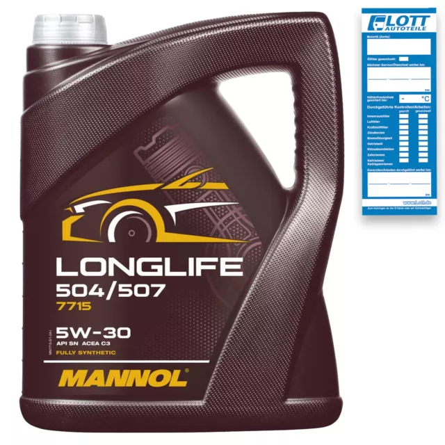 5L Mannol Longlife Öl 5W-30 Motoröl API SN VW 504.00 507.00 BMW LL-04 MB 229.51