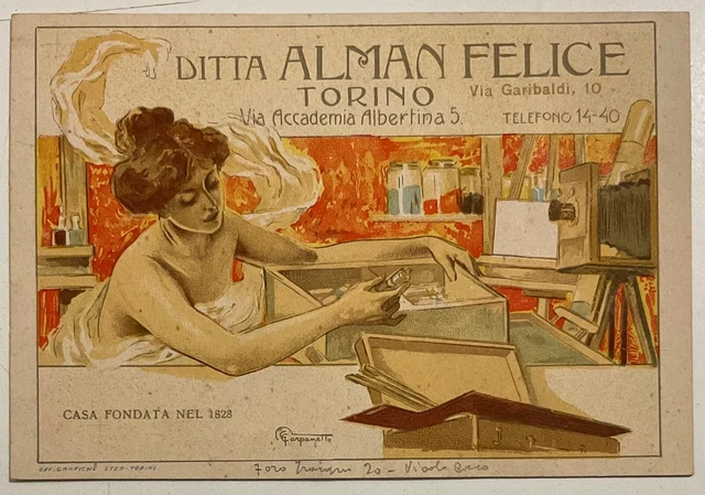 Cartoline Pubblicitaria Antica Torino Ditta Alman Felice - Illustratore Carpanetto - Vintage Italiana