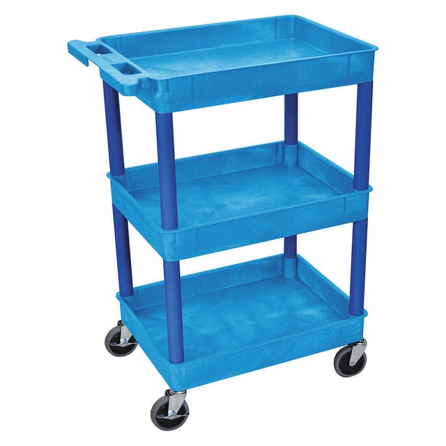 GRAINGER APPROVED BUSTC111BU Utility Cart,300 lb. Cap.,PE,2 Shelves