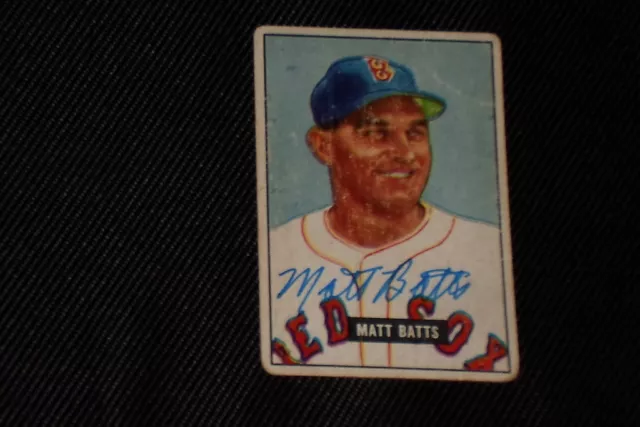 Matt Batts 1951 Bowman Rookie Signed Autographed Card #129 Red Sox