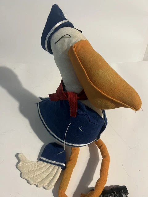 Nautical Fabric SAILOR CAPTAIN PELICAN DOLL Shelf Sitter 19”