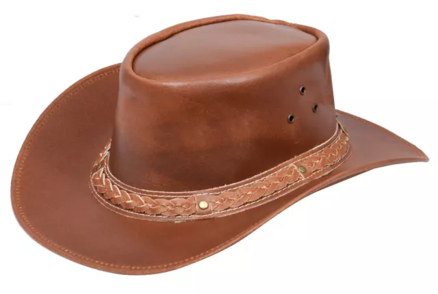 Australien Fauve Western Style Cow-Boy Outback Véritable Cuir Bush Chapeau