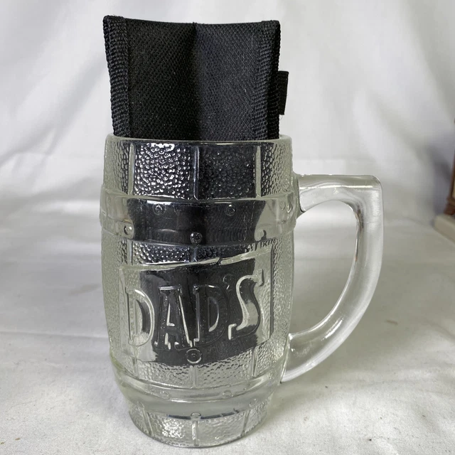 Vintage Dads Root Beer Barrel Mug Heavy Clear Glass Etched Nostalgic