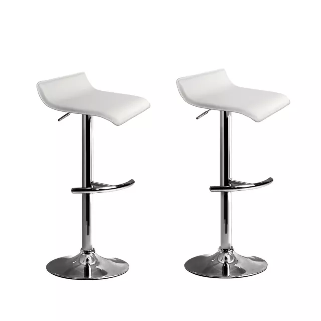 Artiss 2x Bar Stools SENA Kitchen Swivel Stool PU Leather Chairs Gas Lift White