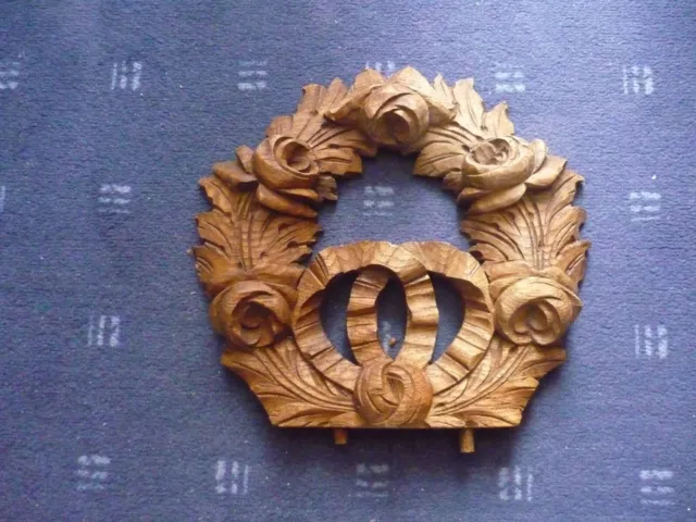 Antique French Hand Carved Oak Wood -  Flower Bouquet 9 INCHES