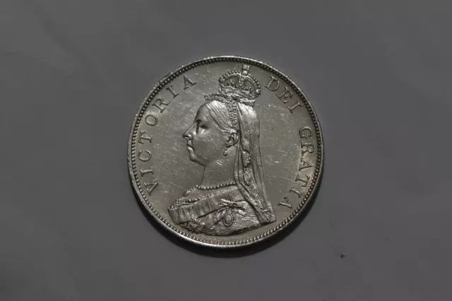 Uk Gb Double Florin 1889 Silver Scarce High Grade B51 #5431