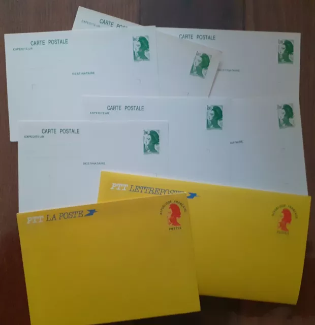 Entiers postaux Liberté de Gandon : 6 CP, une enveloppe et une lettre poste